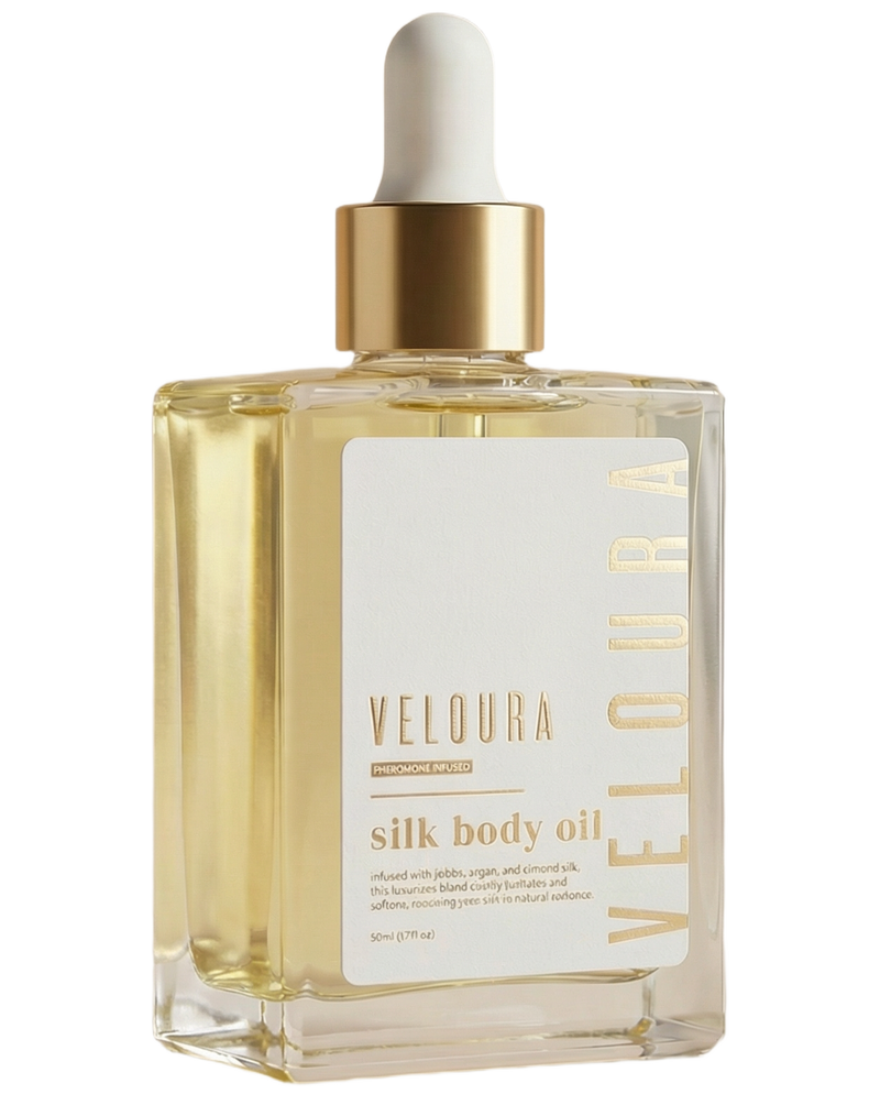 Veloura body oil bottle